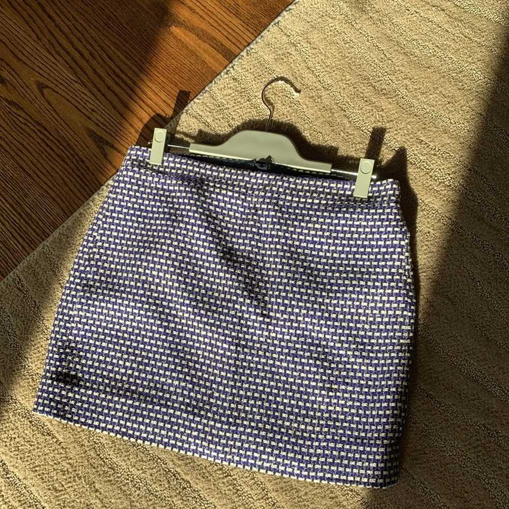 J.Crew Blue White Houndstooth Chic Pencil Skirt‎